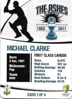2010-11 Cricket Australia The Ashes 1882-2011 - Gold Foil #1 Michael Clarke Back