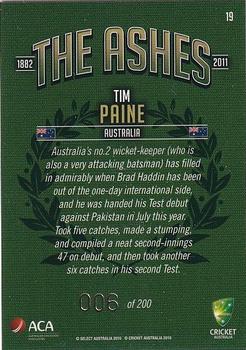 2010-11 Select Cricket The Ashes Limited Release #19 Tim Paine Back