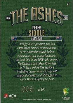 2010-11 Select Cricket The Ashes Limited Release #21 Peter Siddle Back