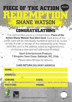 2012-13 SEP T20 Big Bash League - Shane Watson Test Shirt Redemption #POA1R Shane Watson Back