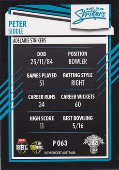 2021-22 TLA Traders Cricket Australia - Silver #P 063 Peter Siddle Back