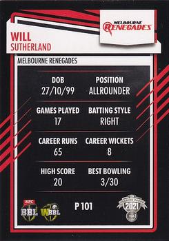 2021-22 TLA Traders Cricket Australia - Silver #P 101 Will Sutherland Back