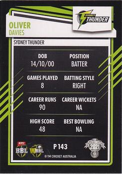 2021-22 TLA Traders Cricket Australia - Silver #P 143 Oliver Davies Back