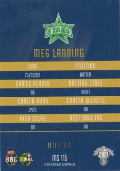 2021-22 TLA Traders Cricket Australia - Mojo Sapphire #MS115 Meg Lanning Back