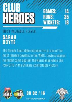 2021-22 TLA Traders Cricket Australia - Club Heroes #CH 02 Sarah Coyte Back
