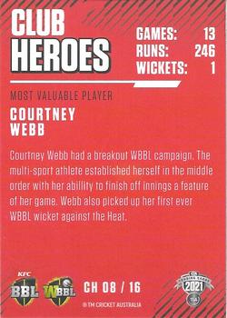 2021-22 TLA Traders Cricket Australia - Club Heroes #CH 08 Courtney Webb Back