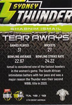 2021-22 TLA Traders Cricket Australia - Tear Aways #TA 18 Shabnim Ismail Back