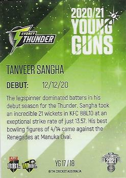 2021-22 TLA Traders Cricket Australia - Young Guns White #YG 17 Tanveer Sangha Back