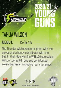 2021-22 TLA Traders Cricket Australia - Young Guns White #YG 18 Tahlia Wilson Back