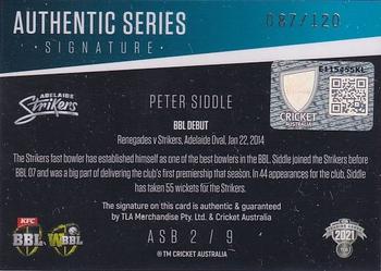 2021-22 TLA Traders Cricket Australia - Authentic Series Signatures #ASB 2 Peter Siddle Back