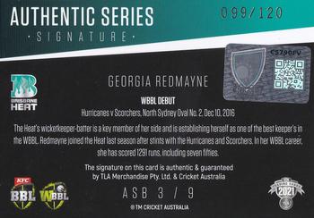 2021-22 TLA Traders Cricket Australia - Authentic Series Signatures #ASB 3 Georgia Redmayne Back