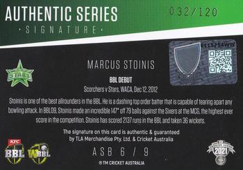 2021-22 TLA Traders Cricket Australia - Authentic Series Signatures #ASB 6 Marcus Stoinis Back