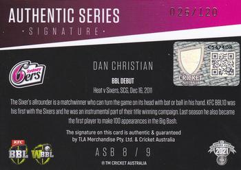 2021-22 TLA Traders Cricket Australia - Authentic Series Signatures #ASB 8 Dan Christian Back