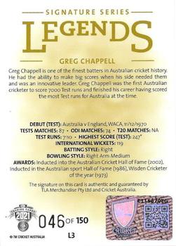 2021-22 TLA Traders Cricket Australia - Legends #L3 Greg Chappell Back