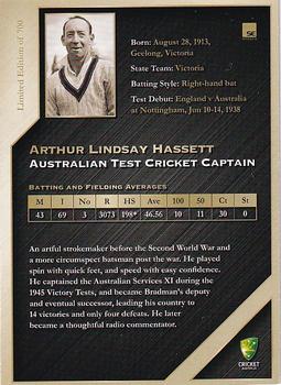 2011-12 SEP Australian Cricket Test Captains #23 A.L. Hassett Back