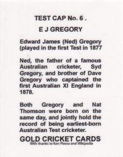 2011 Gold Cricket Cards Test Match No.1 Australia #6 Edward Gregory Back