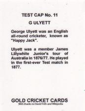 2011 Gold Cricket Cards Test Match No.1 England #11 George Ulyett Back