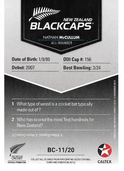 2015-16 Caltex New Zealand Blackcaps #BC-11/20 Nathan McCullum Back