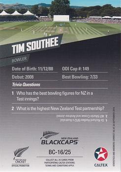 2016-17 Caltex New Zealand Blackcaps #BC-16/25 Tim Southee Back