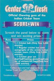 1999 Center Fresh Gum Cricket #75 Sachin Tendulkar Back