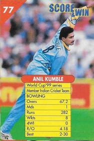 1999 Center Fresh Gum Cricket #77 Anil Kumble Front