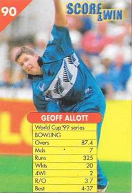 1999 Center Fresh Gum Cricket #90 Geoff Allott Front