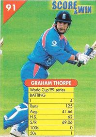 1999 Center Fresh Gum Cricket #91 Graham Thorpe Front