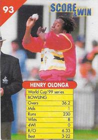 1999 Center Fresh Gum Cricket #93 Henry Olonga Front