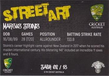2021-22 TLA Traders Cricket Australia - Street Art Black #SABK 02 Marcus Stoinis Back