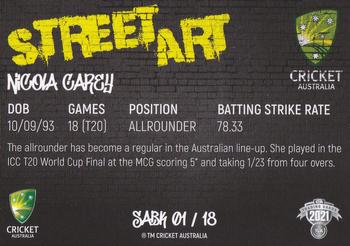2021-22 TLA Traders Cricket Australia - Street Art Black #SABK 01 Nicola Carey Back