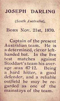 1899 Kinnear Australian Cricketers #NNO Joe Darling Back