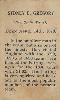 1899 Kinnear Australian Cricketers #NNO Syd Gregory Back