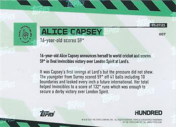 2021 Topps Now The Hundred #7 Alice Capsey Back