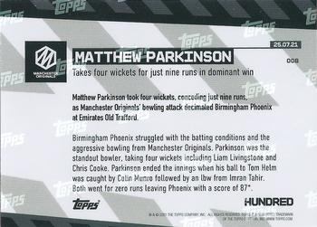 2021 Topps Now The Hundred #8 Matthew Parkinson Back