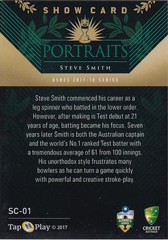 2017-18 Tap 'N' Play Ashes - Portraits Showcard #SC-01 Steve Smith Back