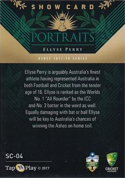 2017-18 Tap 'N' Play Ashes - Portraits Showcard #SC-04 Ellyse Perry Back