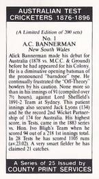 1989 County Print Services Australian Test Cricketers 1876-1896 #1 Charles Bannerman Back