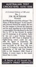1989 County Print Services Australian Test Cricketers 1876-1896 #2 Jack Blackham Back