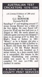 1989 County Print Services Australian Test Cricketers 1876-1896 #3 George Bonnor Back