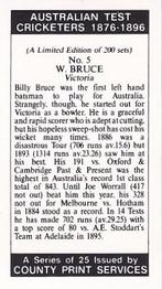 1989 County Print Services Australian Test Cricketers 1876-1896 #5 William Bruce Back