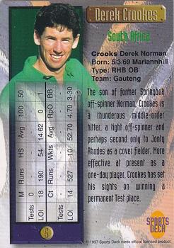 1997 Sports Deck Cricket #5 Derek Crookes Back