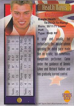 1997 Sports Deck Cricket #28 Heath Davis Back