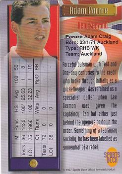 1997 Sports Deck Cricket #33 Adam Parore Back