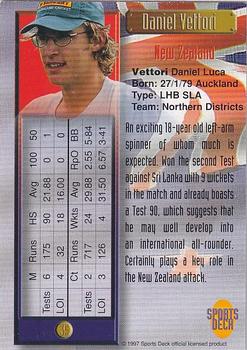 1997 Sports Deck Cricket #35 Daniel Vettori Back