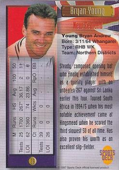 1997 Sports Deck Cricket #36 Bryan Young Back
