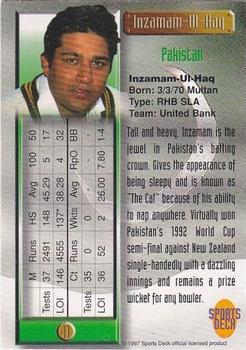 1997 Sports Deck Cricket #41 Inzamam-Ul-Haq Back