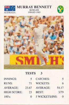 1993 The Great Test Match Card Game #NNO Murray Bennett Front