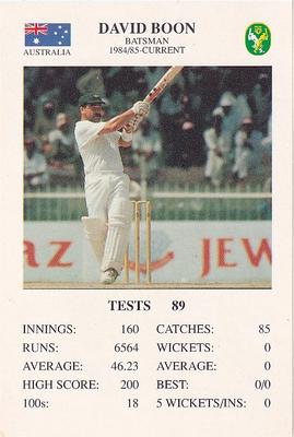 1993 The Great Test Match Card Game #NNO David Boon Front