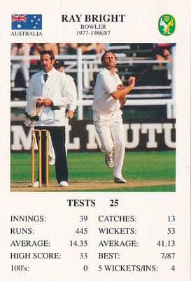 1993 The Great Test Match Card Game #NNO Ray Bright Front