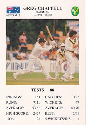 1993 The Great Test Match Card Game #NNO Greg Chappell Front